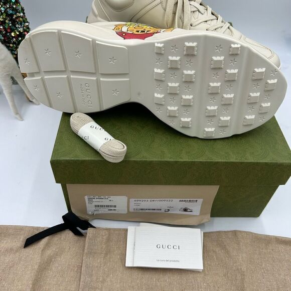 Men’s Gucci Rython cat logo print sneakers size 10.5 made in Italy - Picture 3 of 10